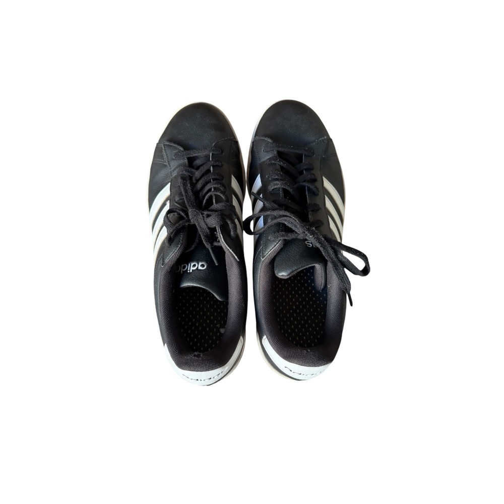 adidas Grand Court 2.0 Black White Stripe Sneakers Men's 11.5 US Casual Shoes - Picture 7 of 10